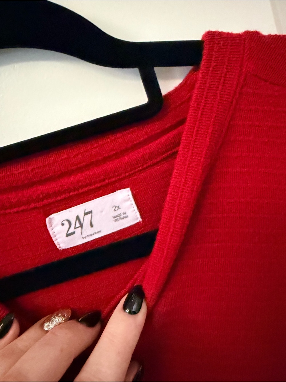 47 Red Ribbed Crewneck Sweatshirt - Picture 2 of 2